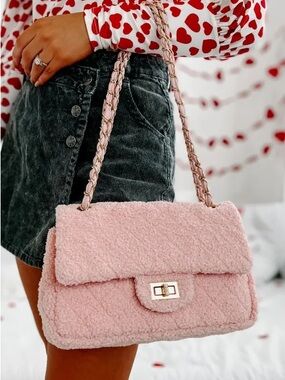 NanaMacs - Sherpa Me Crazy Quilted Sherpa Purse (Pink)